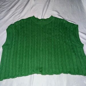 Green Cable Knit Sleeveless Sweater